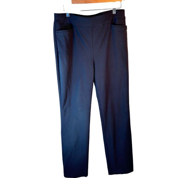 Chico's Black Slim Trousers Size 10R Minimalist Stretch Pants Y2K Workcore - Picture 2 of 4